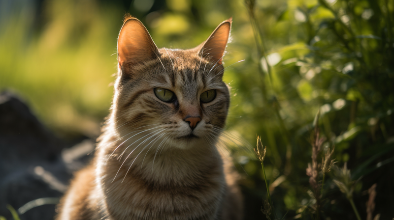 A cat sitting in the summer sunshine