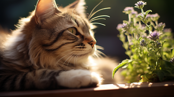 a cat with catnip