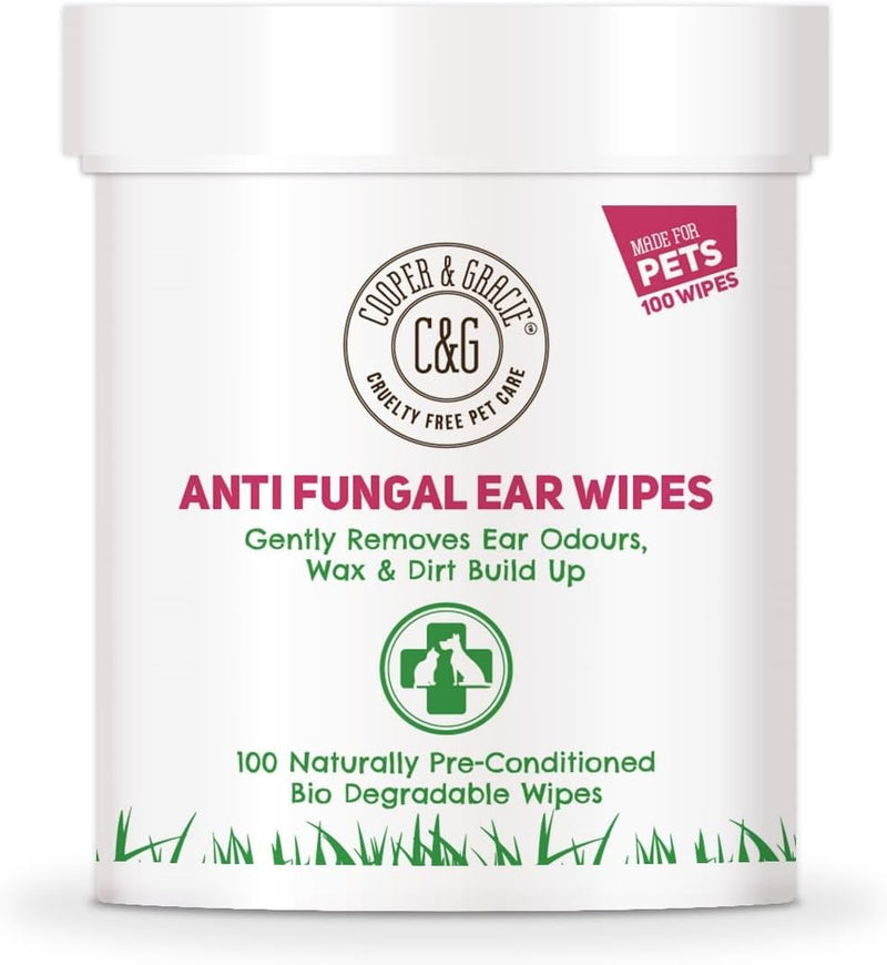 Anti Fungal Dog Ear Wipes - 100 Soothing Biodegradable Pet Ear Cleaning Wipes