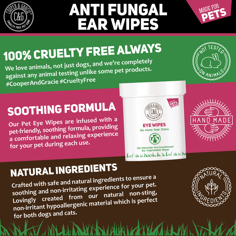 Dog Eye Wipes - 100 Biodegradable Pre-soaked Textured Wipes