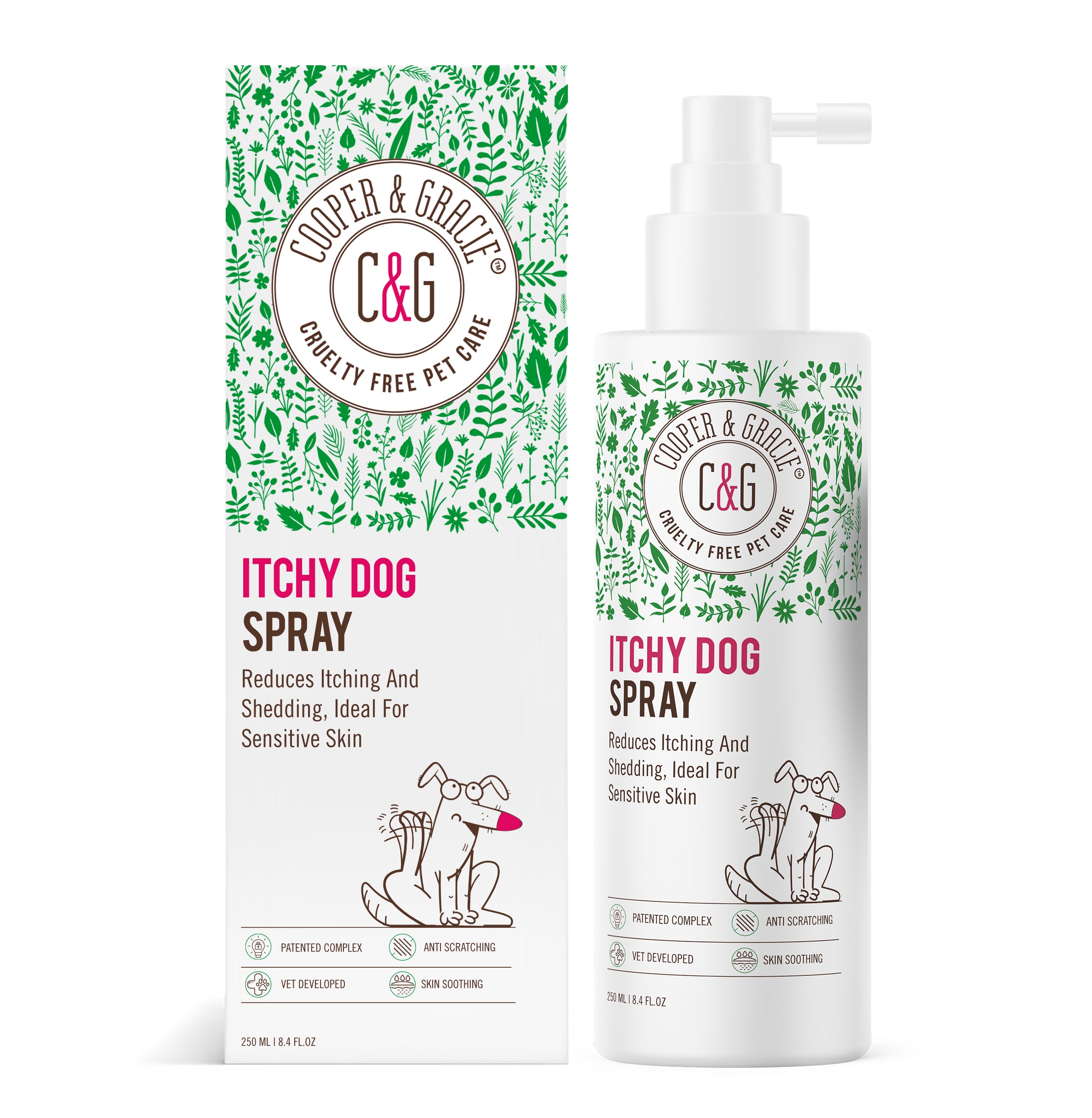 Dead Sea Anti-Bacterial & Anti-Fungal Dog Spray – 250ml – Soothes Itchy Skin Naturally