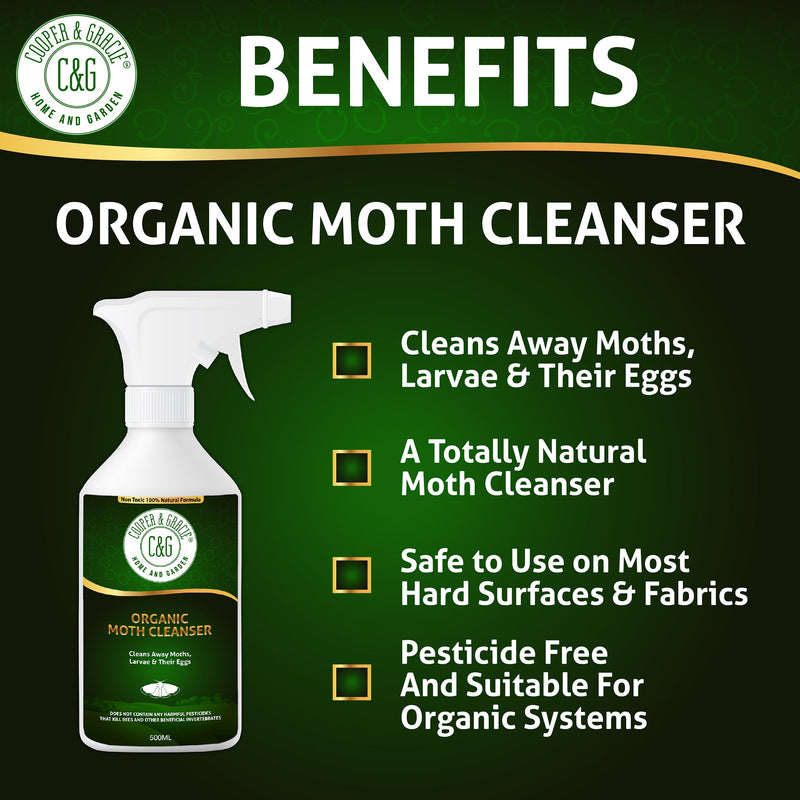 Organic Moth Cleanser - Cleans Away Moths, Larvae & their Eggs - Cooper & Gracie™ Limited 
